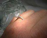 Solitaire Women Engagement Ring 2ct Emerald Cut Diamond 14k White Gold Finish