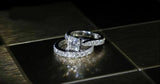 5Ct Princess Diamond Bridal Set Solitaire Accent Ring Band 14K White Gold Finish