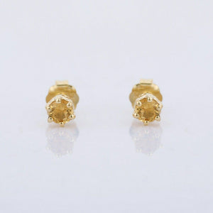 0.5ct Stud Earrings Round Cut Yellow Citrine Solitaire 14k Yellow Gold Finish