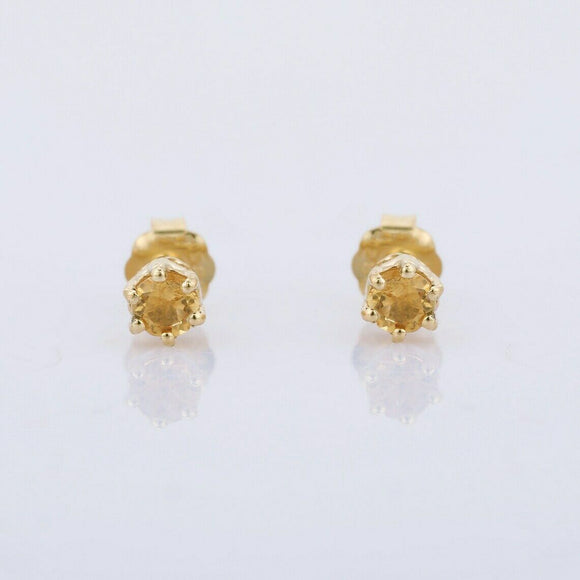 0.5ct Stud Earrings Round Cut Yellow Citrine Solitaire 14k Yellow Gold Finish