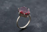 1.3ct Engagement Ring Pear Cut Pink Ruby Solitaire Women 14k White Gold Finish