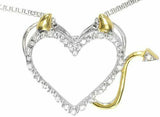 0.15ct Round Cut VVS1D Diamond Pendant Devil Heart 14k Two Tone Finish NO CHAIN