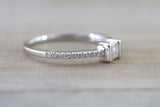 1ct Baguette Cut Diamond Engagement Ring Petite Minimalist 14k White Gold Finish