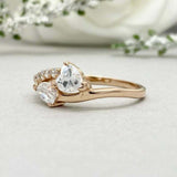 1.6ct Engagement Ring Heart Cut Diamond Bypass Design 14k Yellow Gold Finish