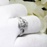 4Ct Round Cut Diamond Split Band Floral Halo Engagement Ring 14K White Gold Over