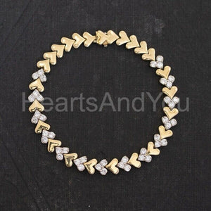 1ct Round Cut Moissanite Heart Love Valentine Bracelet 14k Yellow Gold Plated