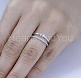 1ct Round Cut Moissanite Heart Double Women Wedding Band 14k White Gold Plated