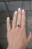 1.2ct Engagement Ring Oval Cut London Blue Topaz Trilogy 14k Rose Gold Finish