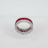 6Ct Emerald Cut Pink Ruby Diamond Full Eternity Wedding Band 14K White Gold Over