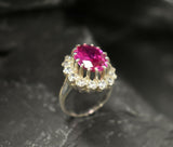 2.55ct Engagement Ring Oval Cut Pink Ruby Cocktail 14k White Gold Finish