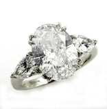 4Ct Oval Cut Diamond Trilogy Engagement Ring 14K White Gold Finish Pear Accents