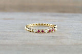 0.5ct Round Cut Pink Ruby Wedding Band 14k Yellow Gold Over Open Bezel Stackable