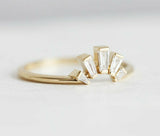 1ct Baguette Cut Diamond Wedding Band 14k YellowGold Over Art Deco Crown Promise