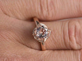 1.2ct Round Cut Peach Morganite Engagement Ring 14k RoseGold Finish Flower Shape