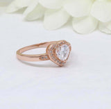 2ct Heart Cut Diamond Engagement Ring Milgrain Halo Solitaire 18k Rose Gold Over