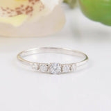 1ct Round Cut Diamond Engagement Ring Five Stone Minimalist 14k WhiteGold Finish