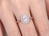 Accents Solitaire Engagement Ring 1.5ct Oval Cut Diamond 14k Rose Gold Finish