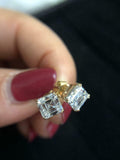 1ct Asscher Cut Diamond Dual Prong Solitaire Stud Earrings 14k Yellow Gold Over