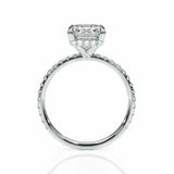 2.5ct Emerald Cut Diamond Hidden Halo Ring 14k White Gold Over with Round Accent