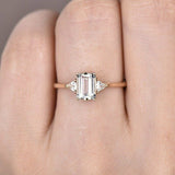 1ct Emerald Cut VVS1 Diamond Three Stone Engagement Ring 14k Yellow Gold Finish