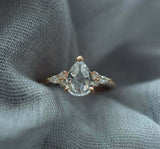 1ct Engagement Ring Pear Cut Diamond Petite Solitaire Design 14k YellowGold Over