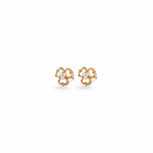 0.3ct Stud Earrings Round Cut Diamond Flower Design 14k Rose Gold Finish