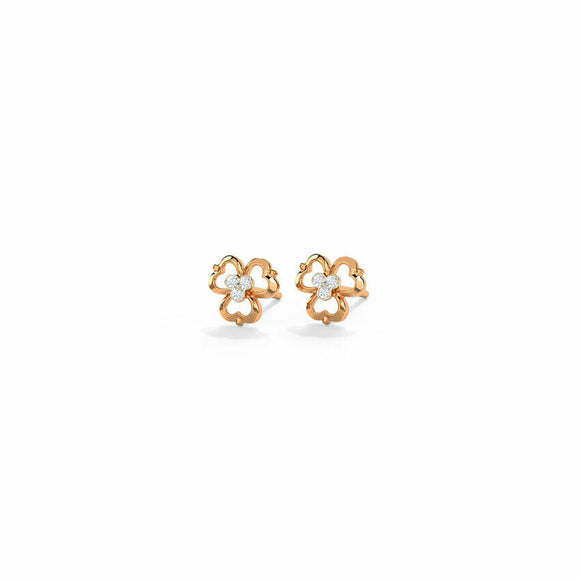 0.3ct Stud Earrings Round Cut Diamond Flower Design 14k Rose Gold Finish