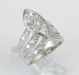 4ct Round Cut Diamond Art Deco Split Band Engagement Ring 14k White Gold Finish