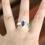 1ct Marquise Cut Purple Amethyst Engagement Ring Solitaire 14k White Gold Finish