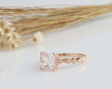 2ct Princess Cut Diamond Milgrain Accent Solitaire Ring Women 14k Rose Gold Over