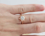 1.2ct Round Cut Diamond Engagement Ring Solitaire Snowflake 14k Rose Gold Finish