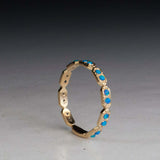 1ct Wedding Band Round Cut Blue Turquoise Full Eternity 14k Yellow Gold Finish