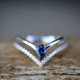 1.6ct Pear Cut Blue Sapphire Engagement Ring 14k White Gold Finish Split Shank