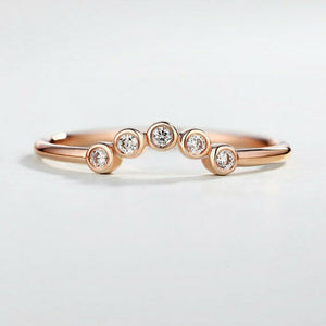 0.5ct Round Cut Black Diamond Wedding Band Curved Stackable 14k Rose Gold Finish