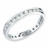 1.08ct Round Cut Diamond Wedding Ring Band Full Eternity 14k White Gold Finish