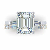 4.9ct Emerald Cut VVS1D Diamond Engagement Ring Bridal Set 14k Dual Gold Finish