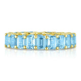 4ct Emerald Cut Blue Aquamarine Wedding Band 14k YellowGold Finish Full Eternity