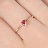 0.5ct Pear Cut Pink Ruby Bezel Set Beaded Ball Solitaire Ring 14k Rose Gold Over