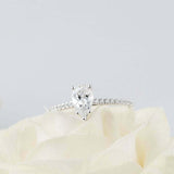 1.6ct Pear Cut Diamond Engagement Ring Solitaire with Accents 14k WhiteGold Over