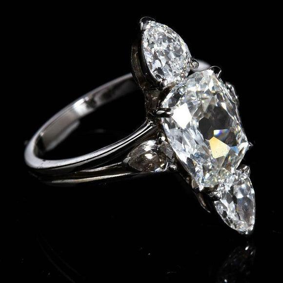 5Ct Elongated Cushion Pear Diamond Cocktail Engagement Ring 14K White Gold Over