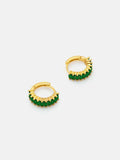 2ct Huggies Earrings Baguette Cut Emerald Stylish Design 14k Yellow Gold Finish