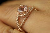 0.6ct Round Cut Diamond Engagement Ring 14k Rose Gold Finish Split Shank Beaded