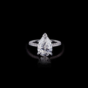 1.8ct Pear Cut Diamond Accent Band Solitaire Engagement Ring 14k White Gold Over