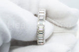 2ct Emerald Simulated Diamond Iced Full Eternity Wed Band 14k White Gold Plated