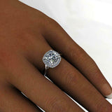 Halo Split Band Engagement Ring 2.4ct Round Cut Diamond 14k White Gold Finish