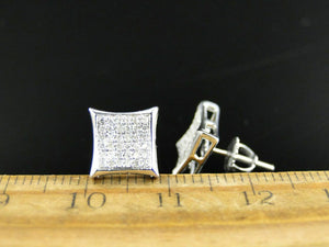 0.35ct Round Cut Diamond Kite Square Cluster Stud Earrings 14k White Gold Finish