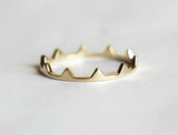 Simple Minimalist Crown Engagement Ring 14k Yellow Gold Finish