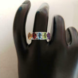 2.5ct Wedding Ring Band Oval Cut Multi Color Five Stone 14k White Gold Finish