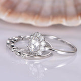 Floral Trio Set Engagement Ring 2ct Round Cut VVS1 Diamond 14k White Gold Finish