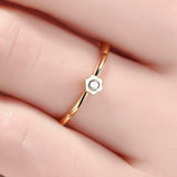 Flower Minimalist Engagement Ring 0.3ct Round Cut Diamond 14k Yellow Gold Finish